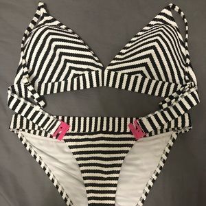 Striped bikini swimsuit